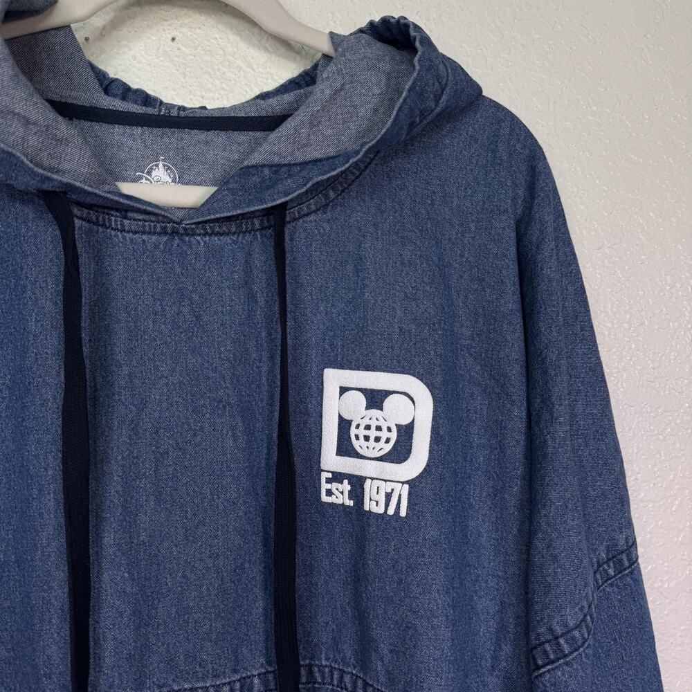 Disney Parks Spirit Jersey Jacket Womens XL Denim Hoodie Blue Walt Disney World - Picture 5 of 9